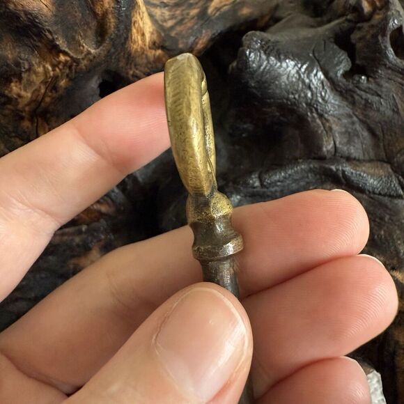 Vintage Key Armoire Drawer Brass Bow Steel Shank Open Barrel - Picture 4 of 8